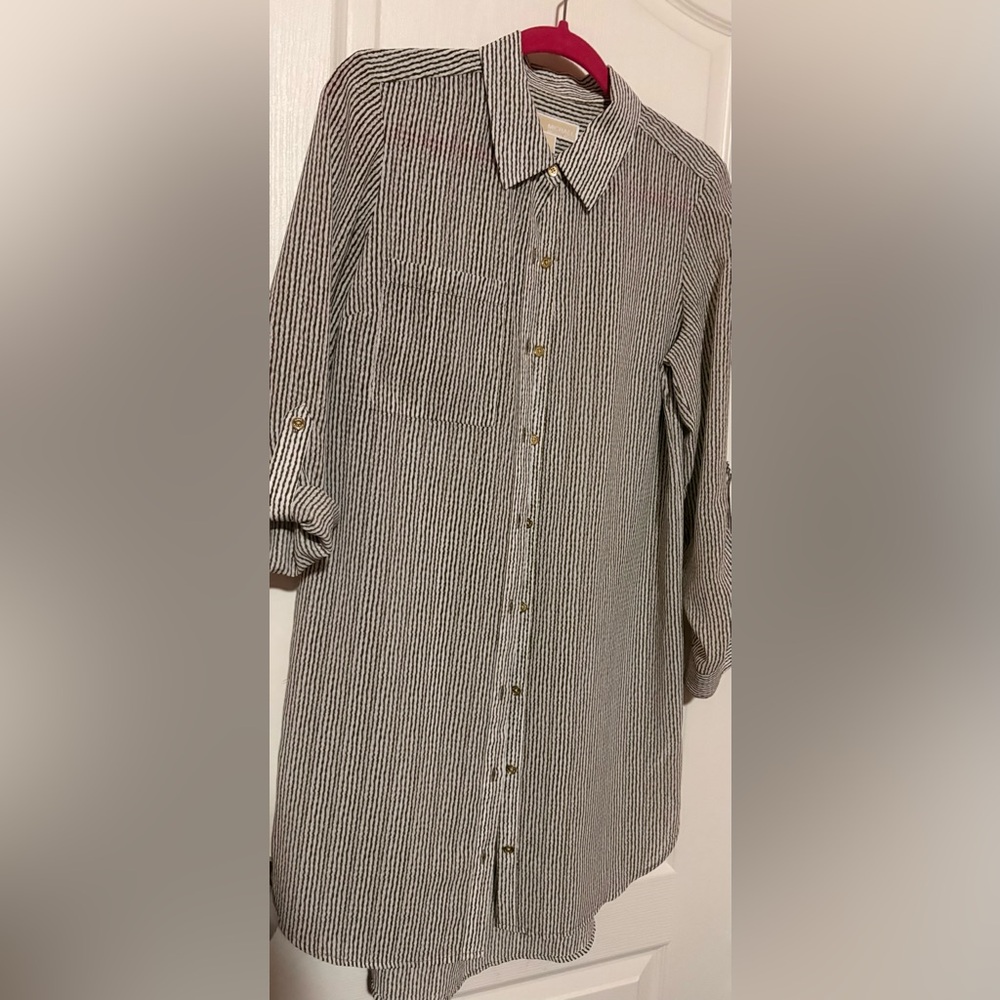 Michael Kors Black and White Striped Women’s Button Up Dress